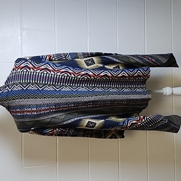 Ruff Hewn Small Open Front Western Aztec Geometric Design Cardigan - Picture 2 of 6